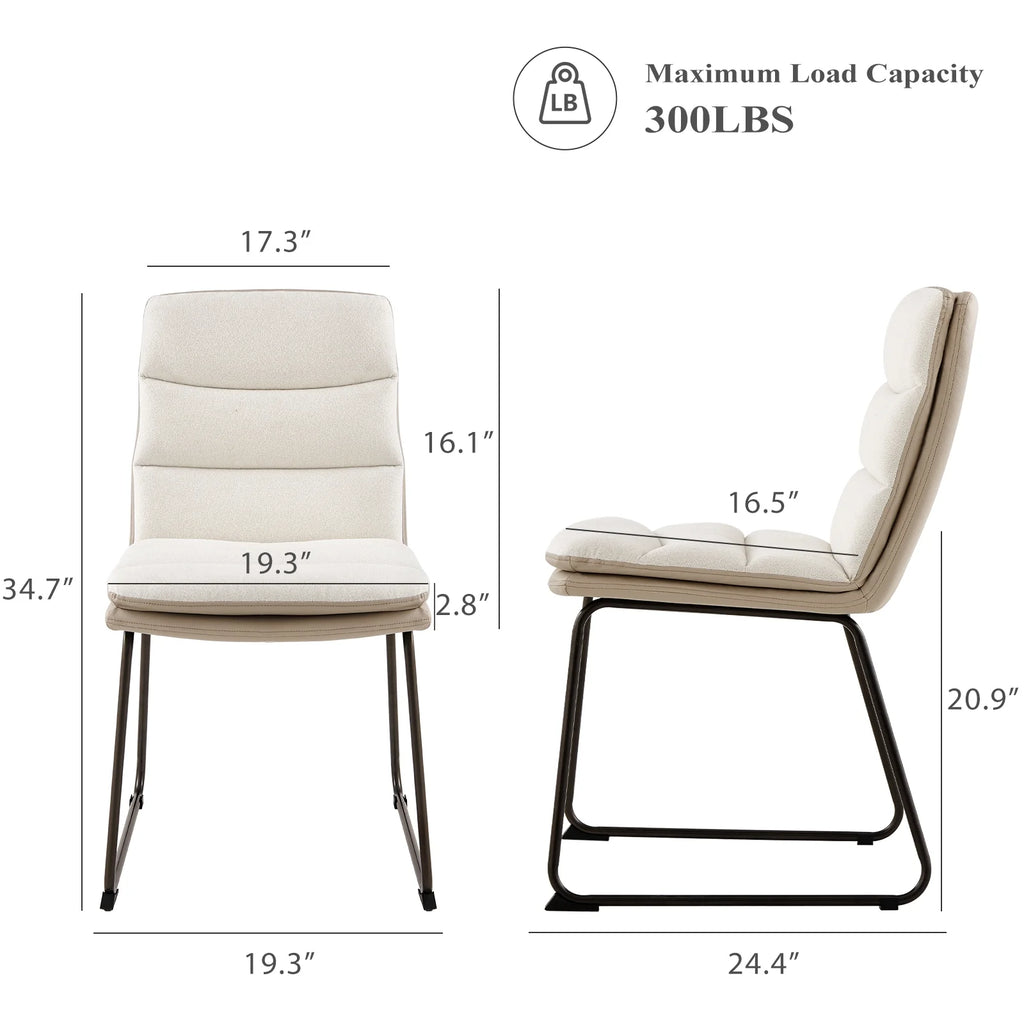 Cream Fabric Upholstered Dining Chairs Set of 2 P585