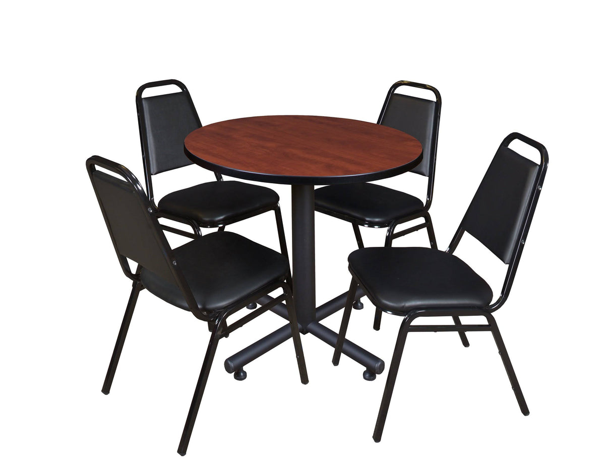 Round Breakroom Table with 4 Stack Chairs Q7439