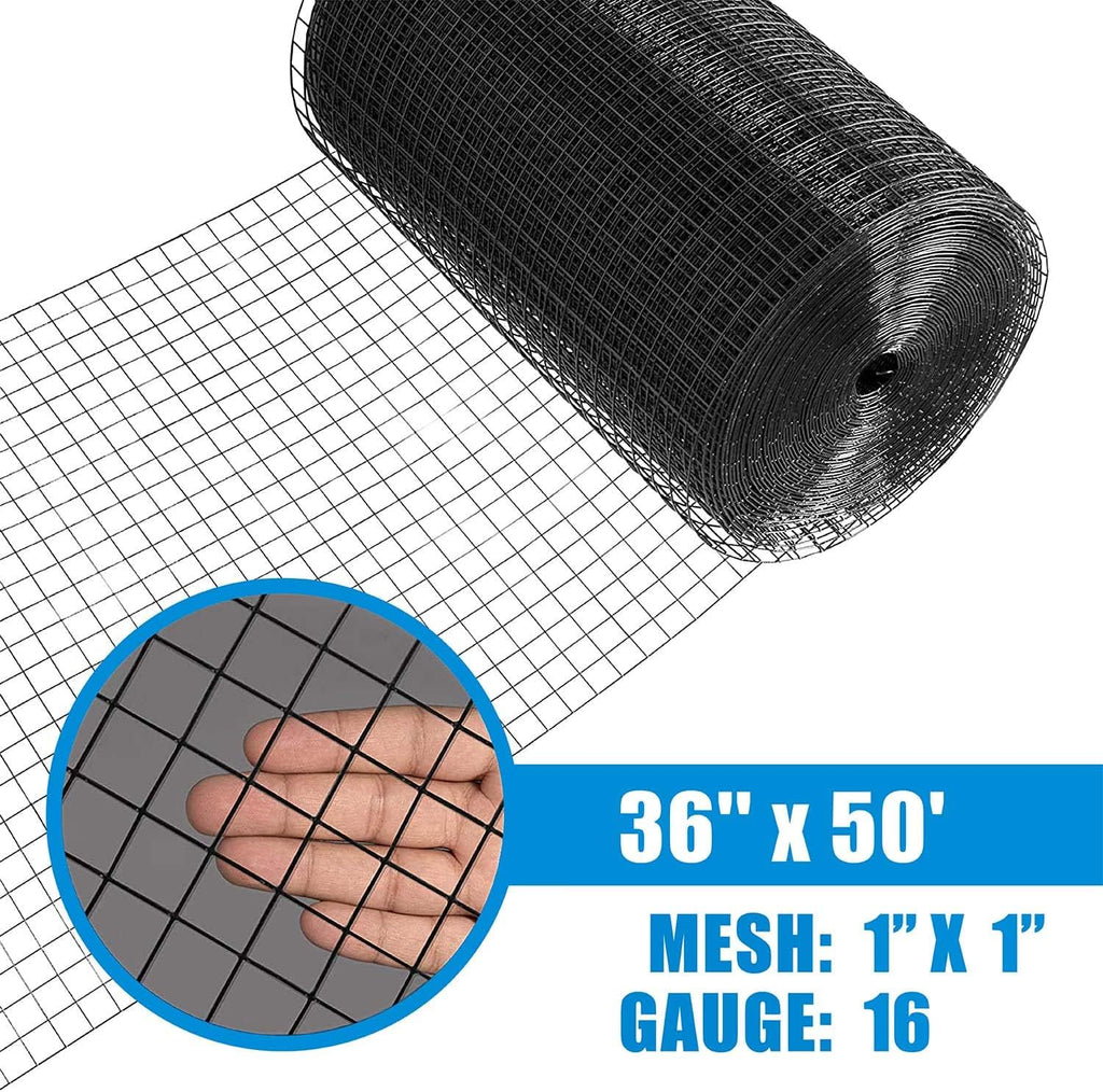 16 Gauge Black Vinyl Coated Welded Wire Mesh 1 inch by 1 inch 3 ft. x 50 ft. P7542