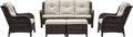 5 PC Brown/Beige Rattan Wicker Sectional Sofa Set Q204
