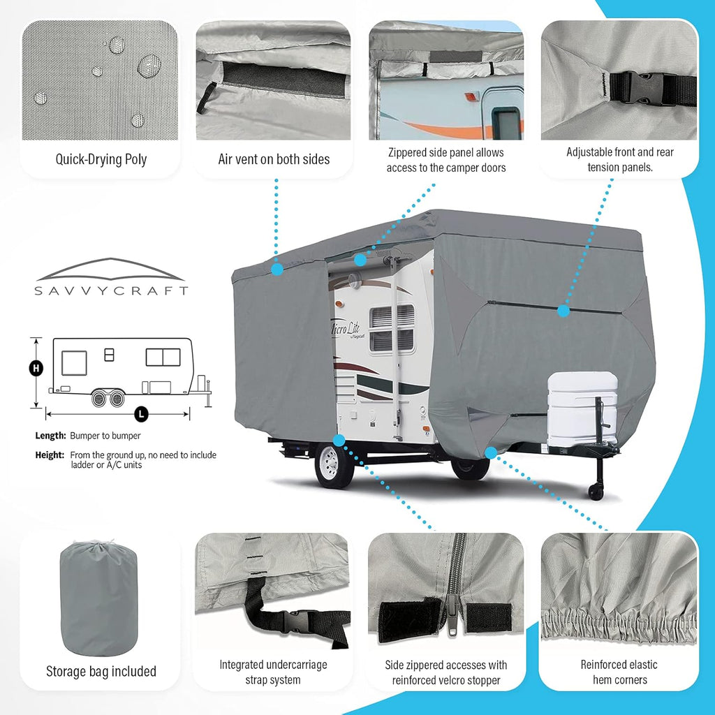 18'-20'L Travel Trailer RV Cover with Access Panels Y302143