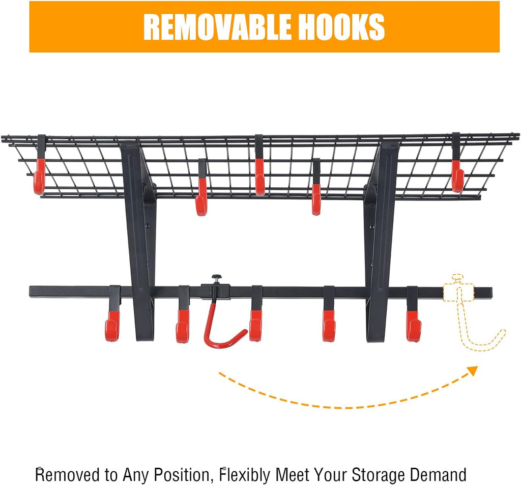 Garage Wall Shelving with Vertical Bike Hanger, Powder Coated Steel S16798