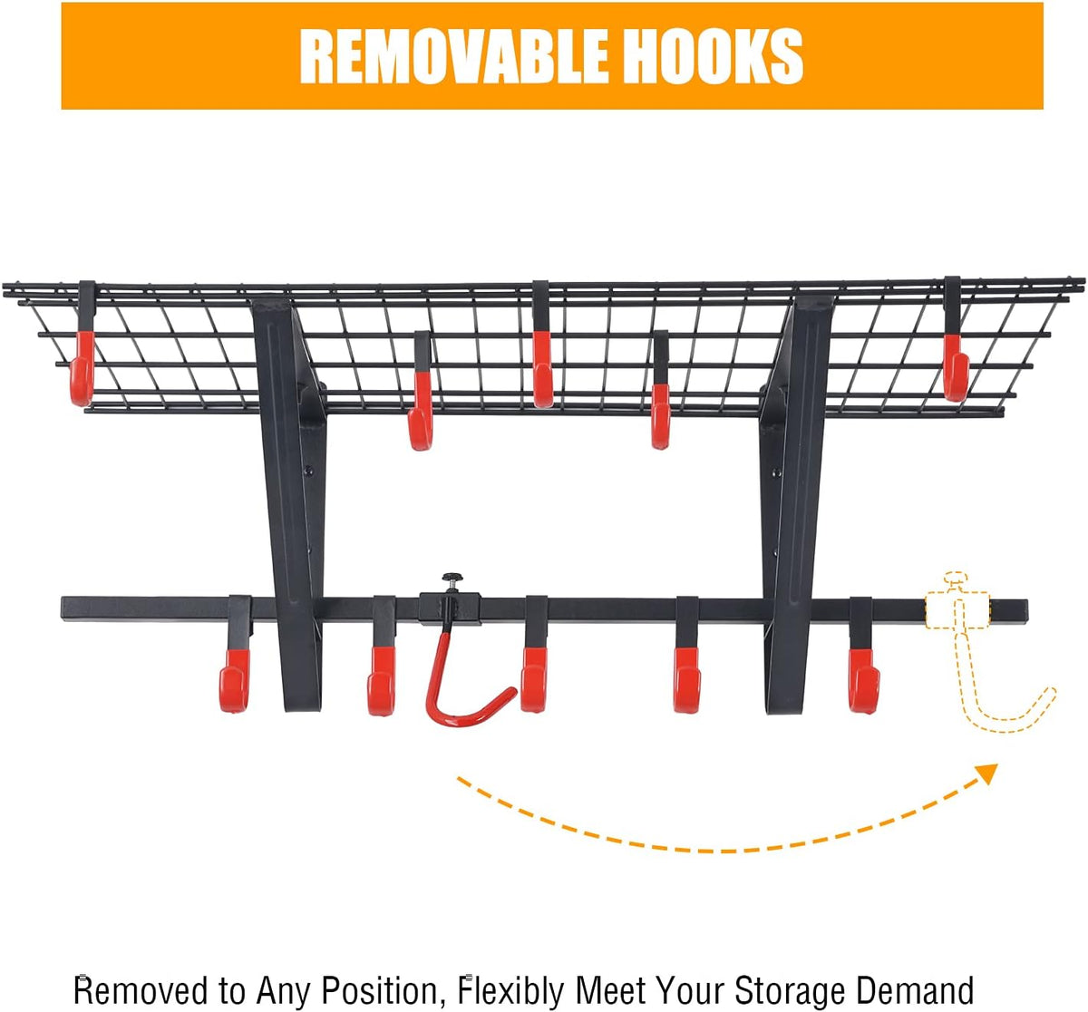 Garage Wall Shelving with Vertical Bike Hanger, Powder Coated Steel S16798