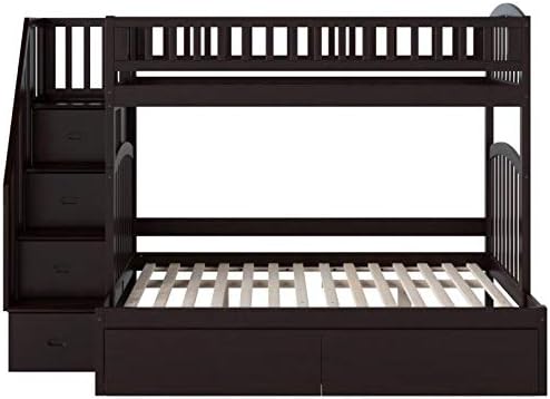 Solid Wood Staircase Storage Bunk Twin Over Full Espresso C5313