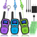 3 Pack Rechargeable Walkie Talkies with USB Charger Battery F2183