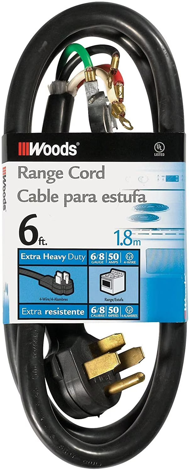 50-Amp Range and Dryer Appliance Cord, Black, 6-Feet Z13895