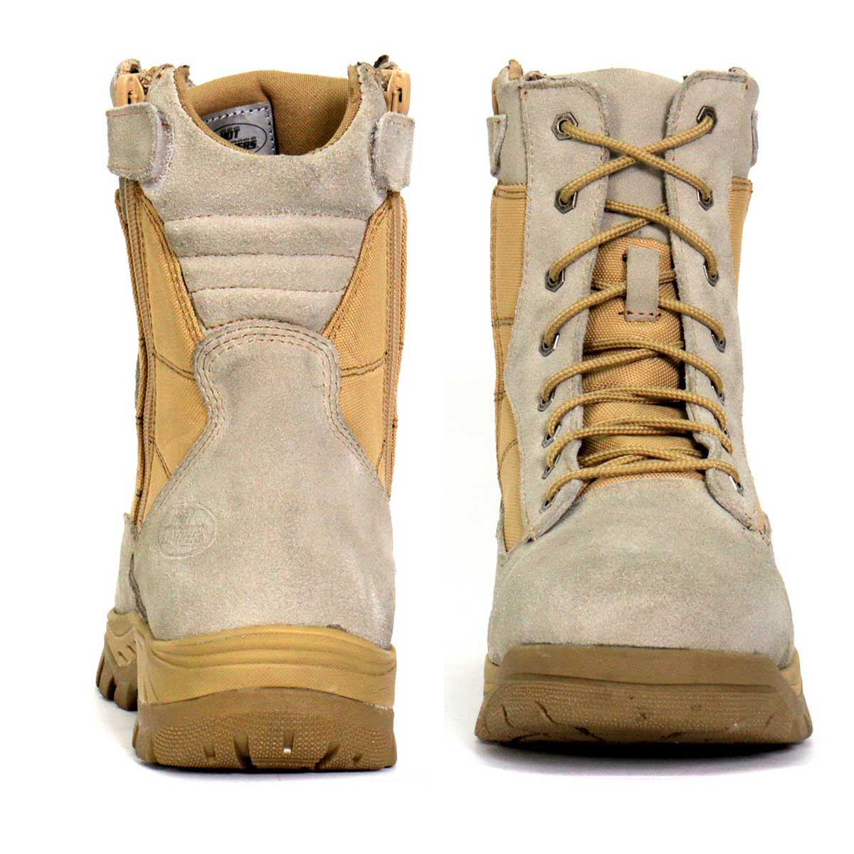 Tan Leather Lace Up Boots with Zippers I46912