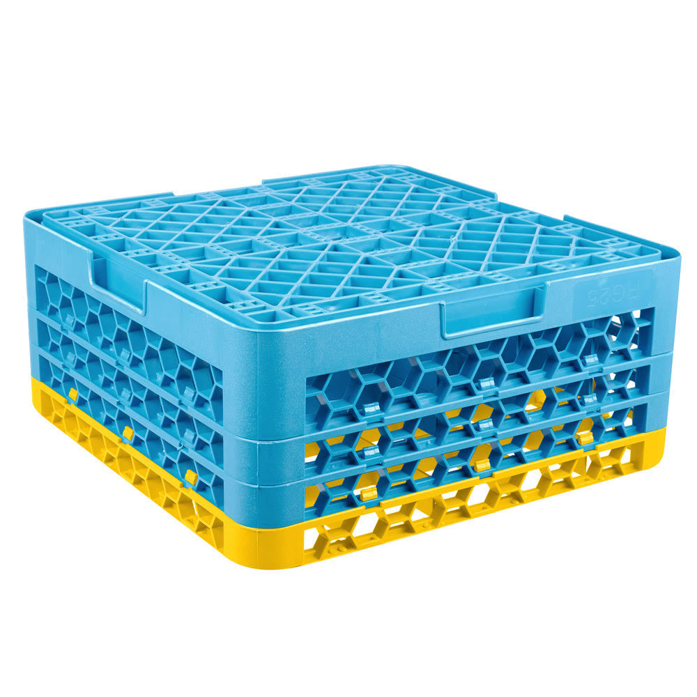 25 Compartment Yellow Glass Rack with 3 Extenders S7409