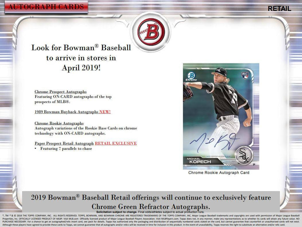 2019 Bowman Baseball 6ct Blaster Box R7687