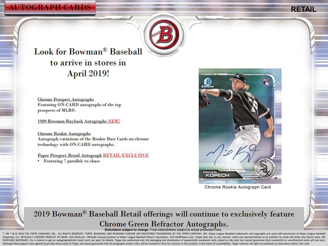 2019 Bowman Baseball 6ct Blaster Box R7687