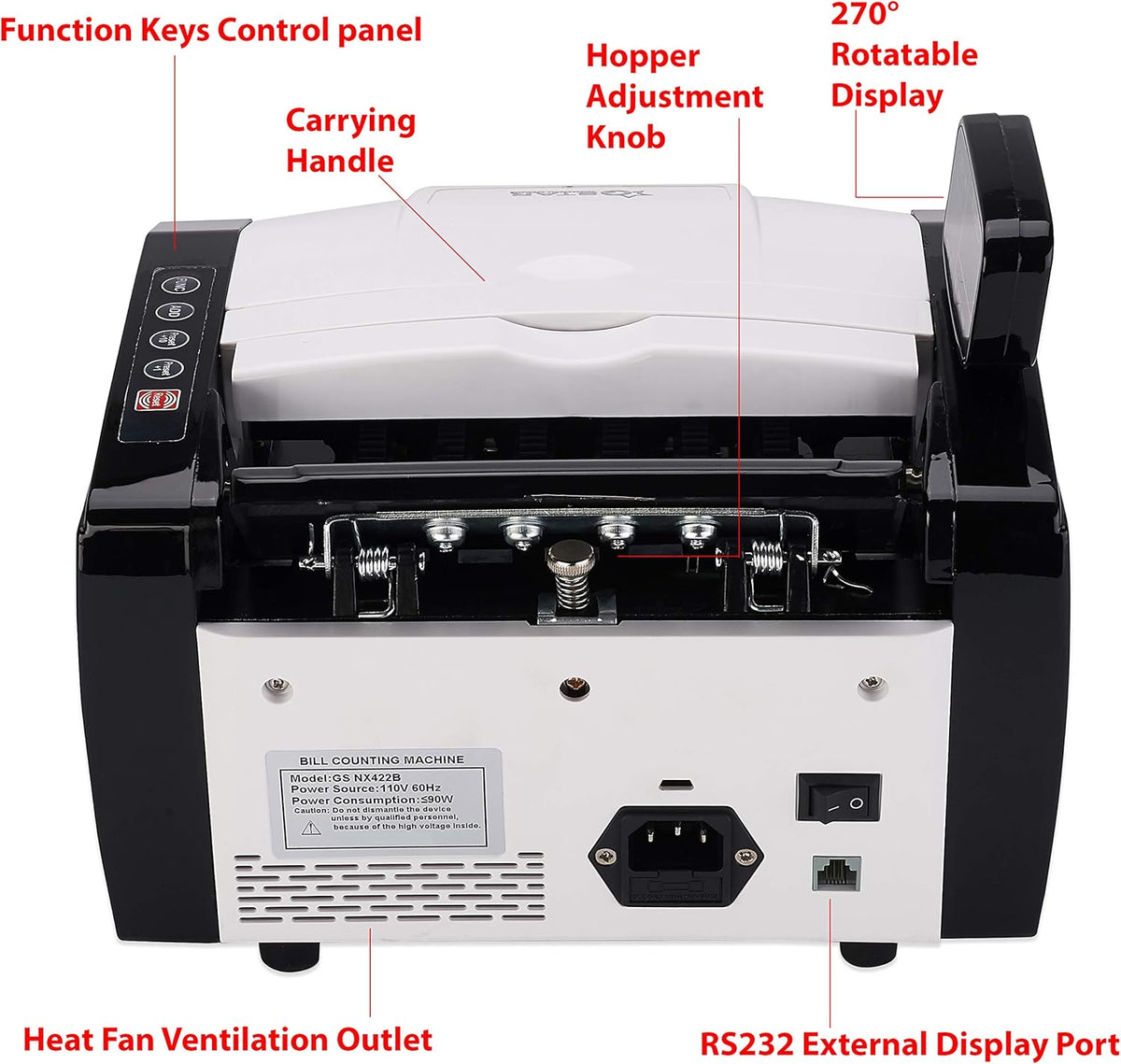 Money Counter with UV/MG/IR Counterfeit Bill Detection External Display A7590