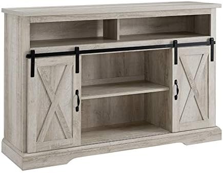 White Wood TV Stand Storage Cabinet Q15551
