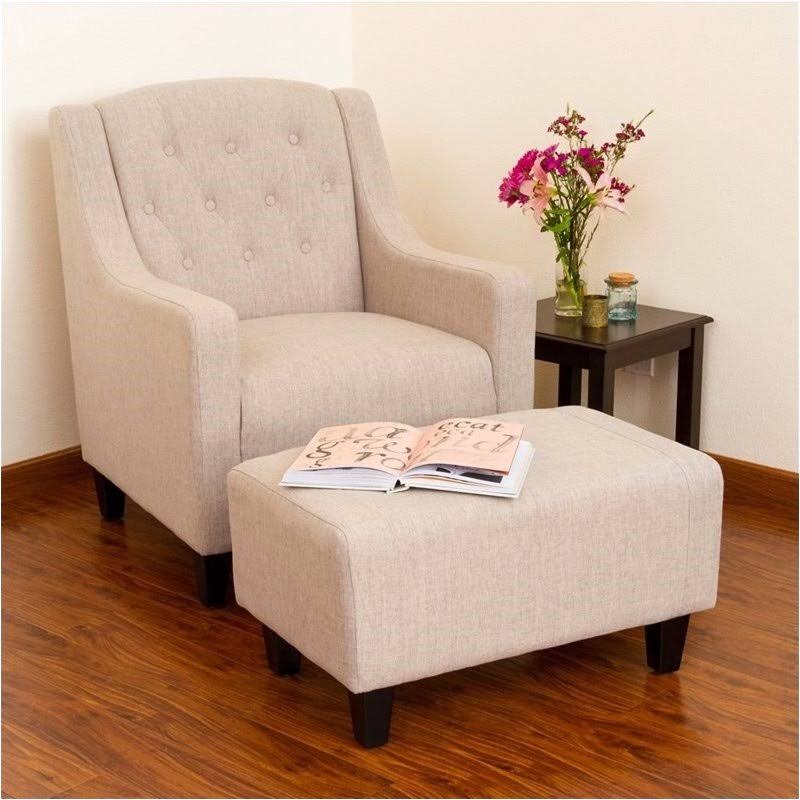 Beige Arm Chair and Ottoman S776