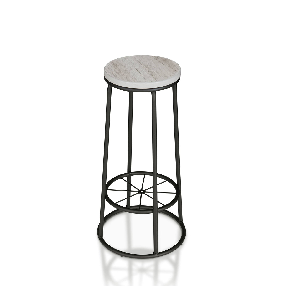 Rustic Metal Barstools Set of 2 Coastal White D562616
