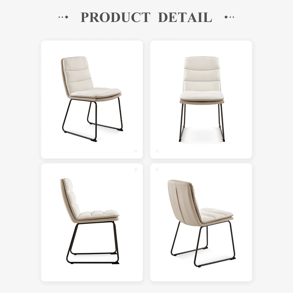 Cream Fabric Upholstered Dining Chairs Set of 2 P585