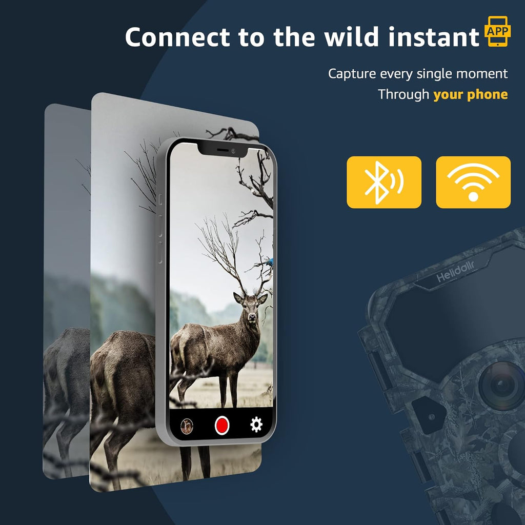 4K 30MP 30FPS Wireless Wi-fi Bluetooth Trail Camera with 120° Angle Night Vision IP66 Waterproof Wildlife Camera A18236
