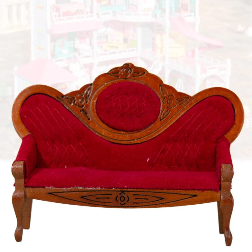 Walnut Color Dollhouse Miniature Sofa X121384