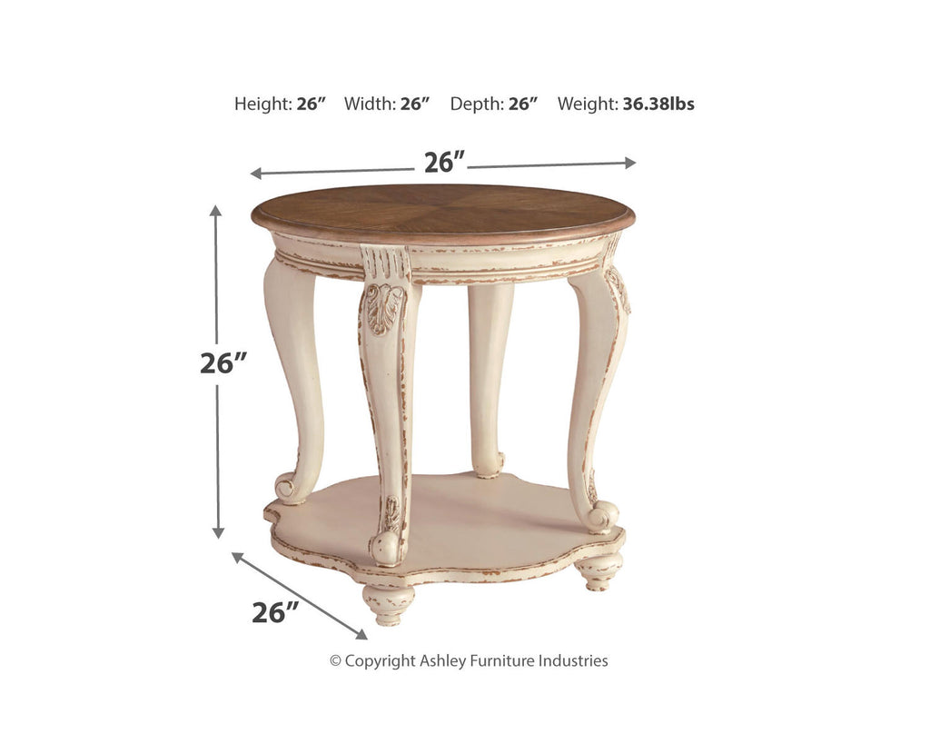 White/Brown End Table L397