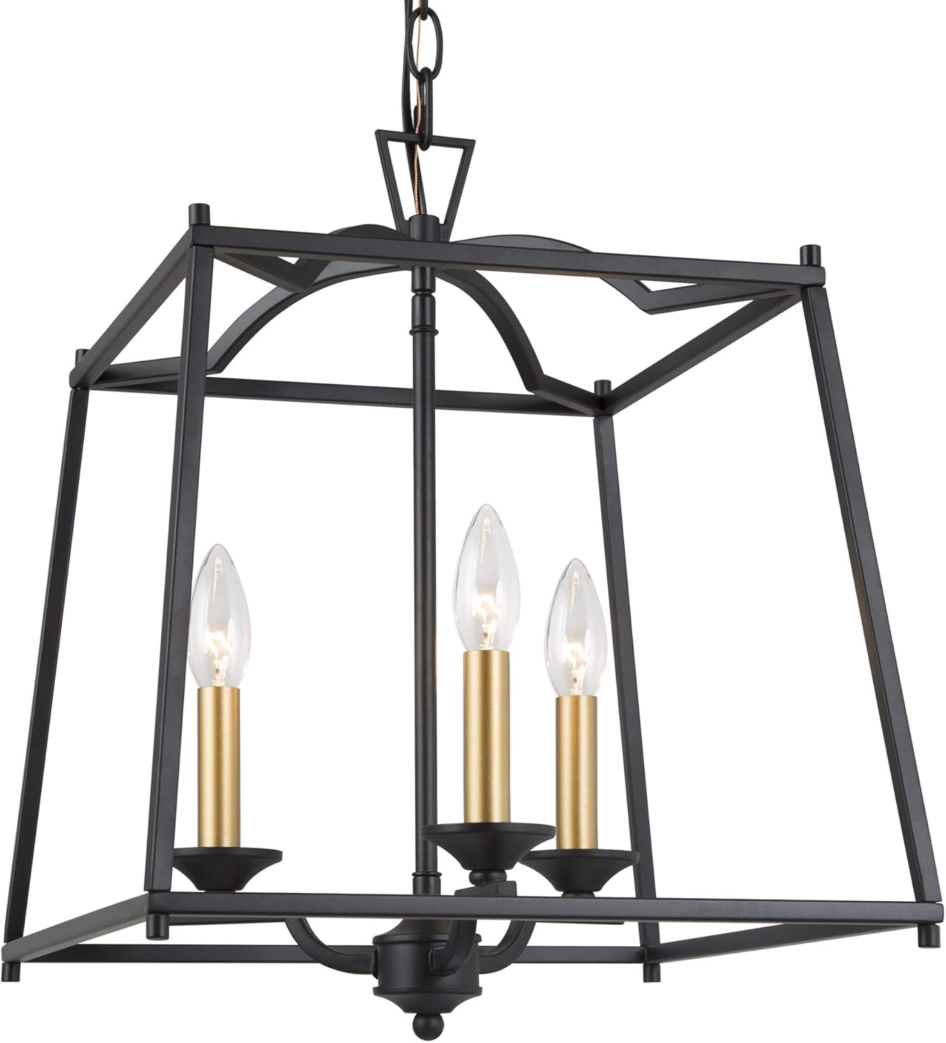 Black Modern 3-Light Lantern Cage Chandelier I869477