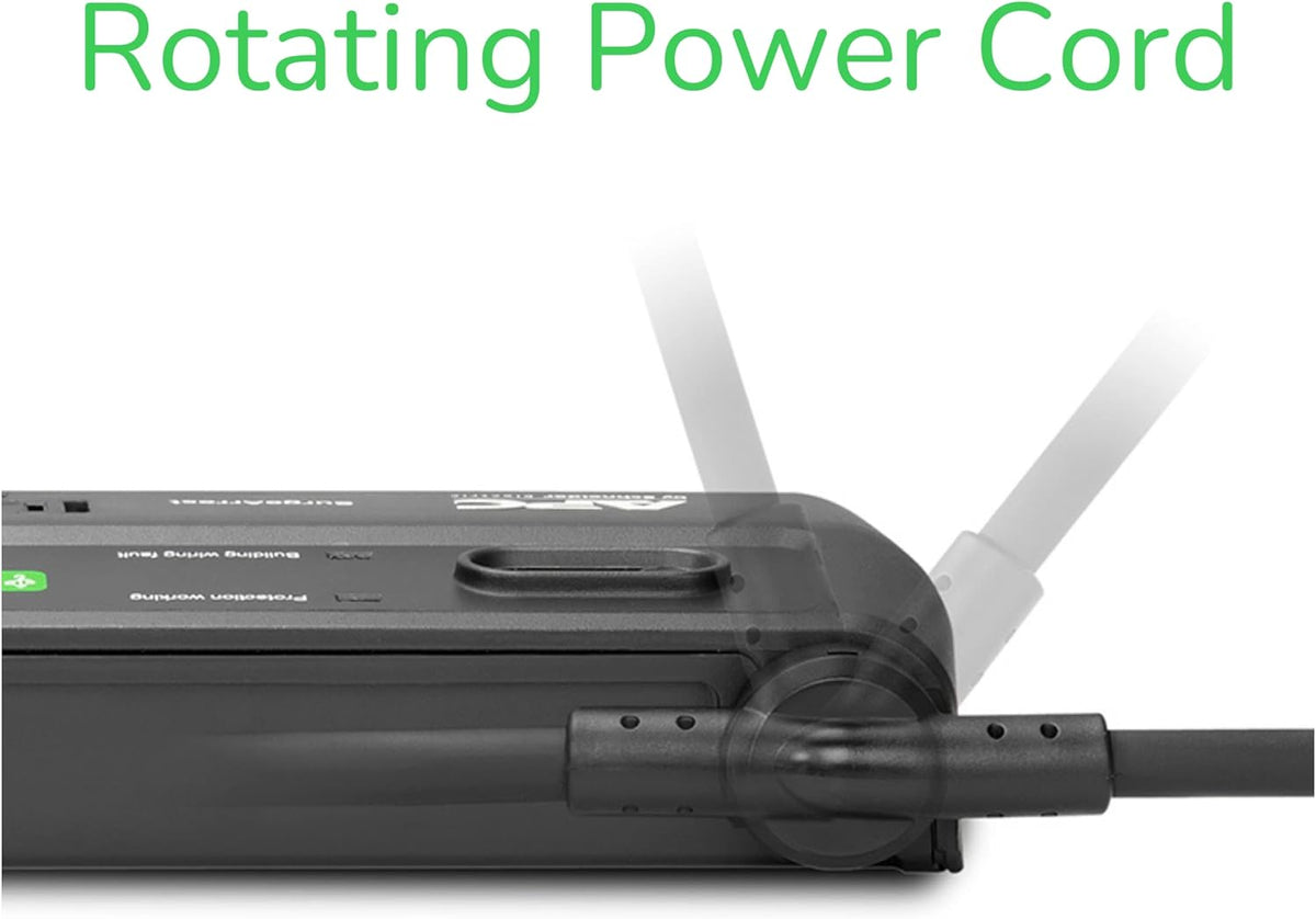 11 Outlet Power Strip Surge Protector with USB Ports, 2880 Joule, 8' Cord, Flat Plug, Black, Pack of 2 F61202