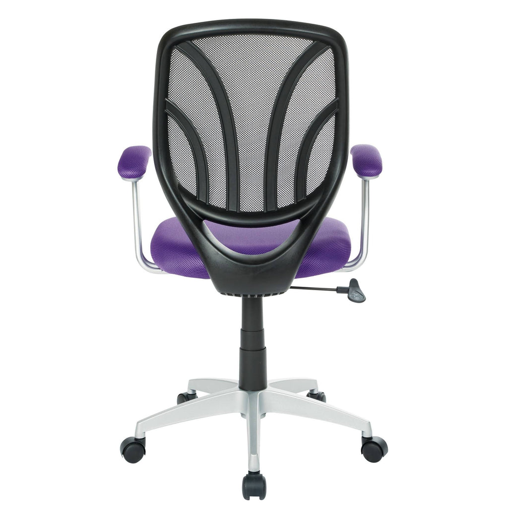 Purple Mesh Screen Back Chair with Silver Coated Arms and Base G95112