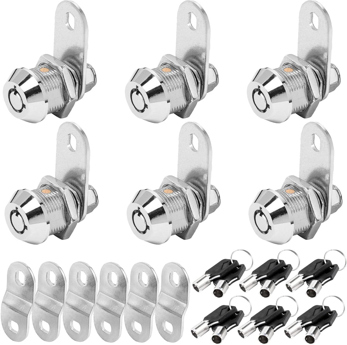 1-1/8 Inch Chrome Tubular Cam Lock 6 Pack D770830