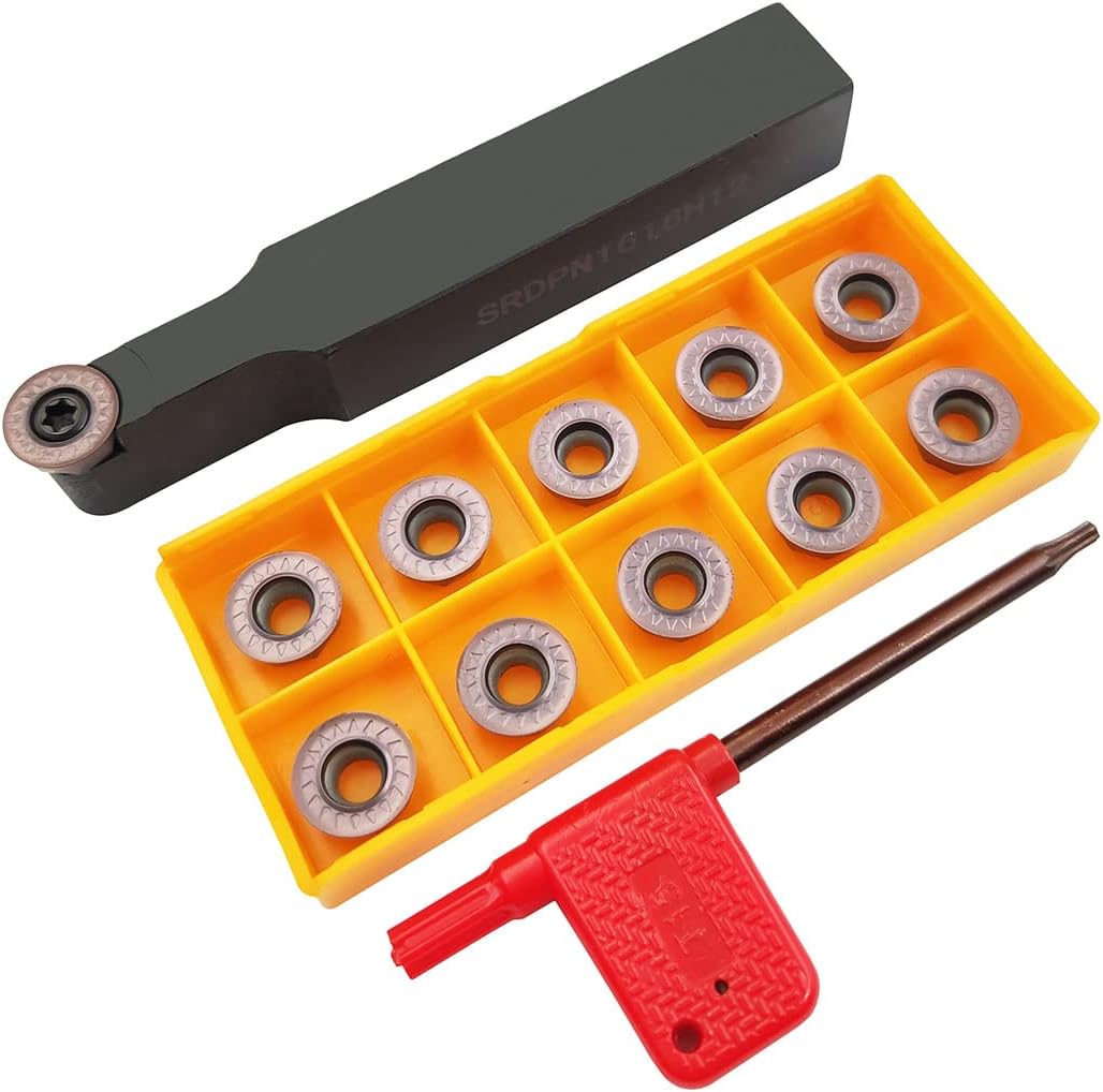 1/2" Shank Indexable Carbide Turning Tool Insert Holder Set 2pcs Metal Lathe Cutting Tools with 12pcs CCMT32.51 CCMT09T304 Indexable Carbide Turning Insert Blade Pack of 2 A636