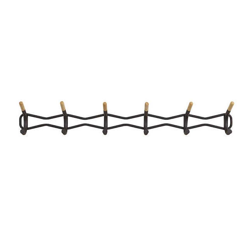 6 Hook Black Coat Wall Rack D5230