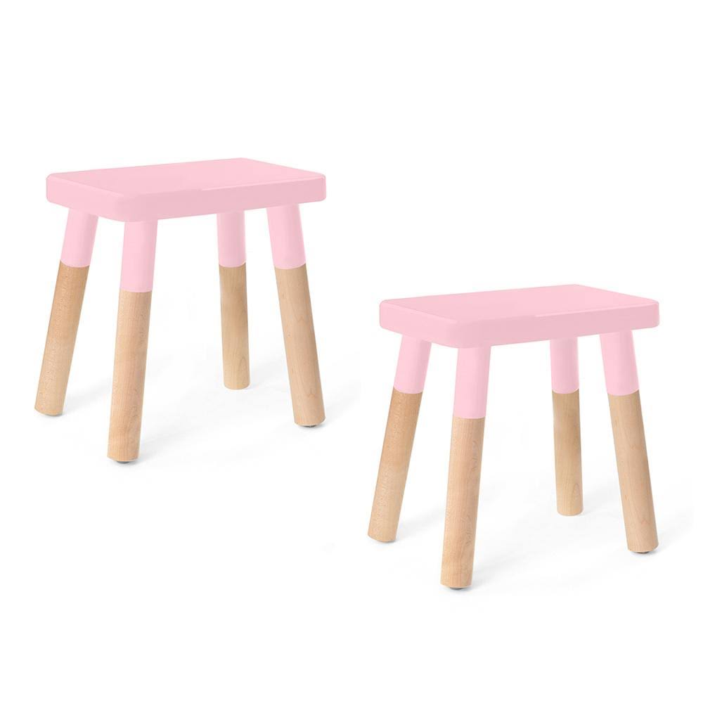 Set of 2 Wood Veneer Kids Chairs Walnut/Pink H331