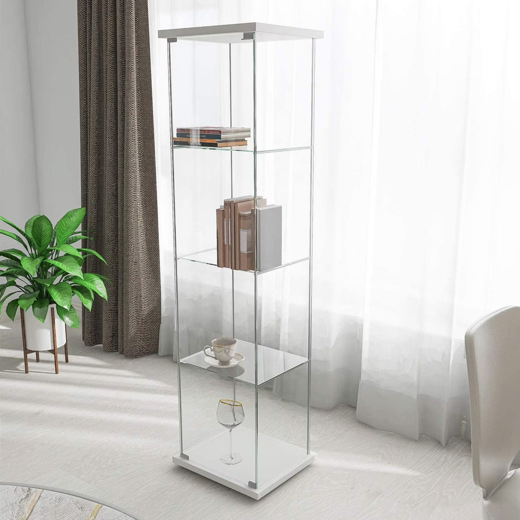 White Glass Display Cabinet with 4 Shelves S452854