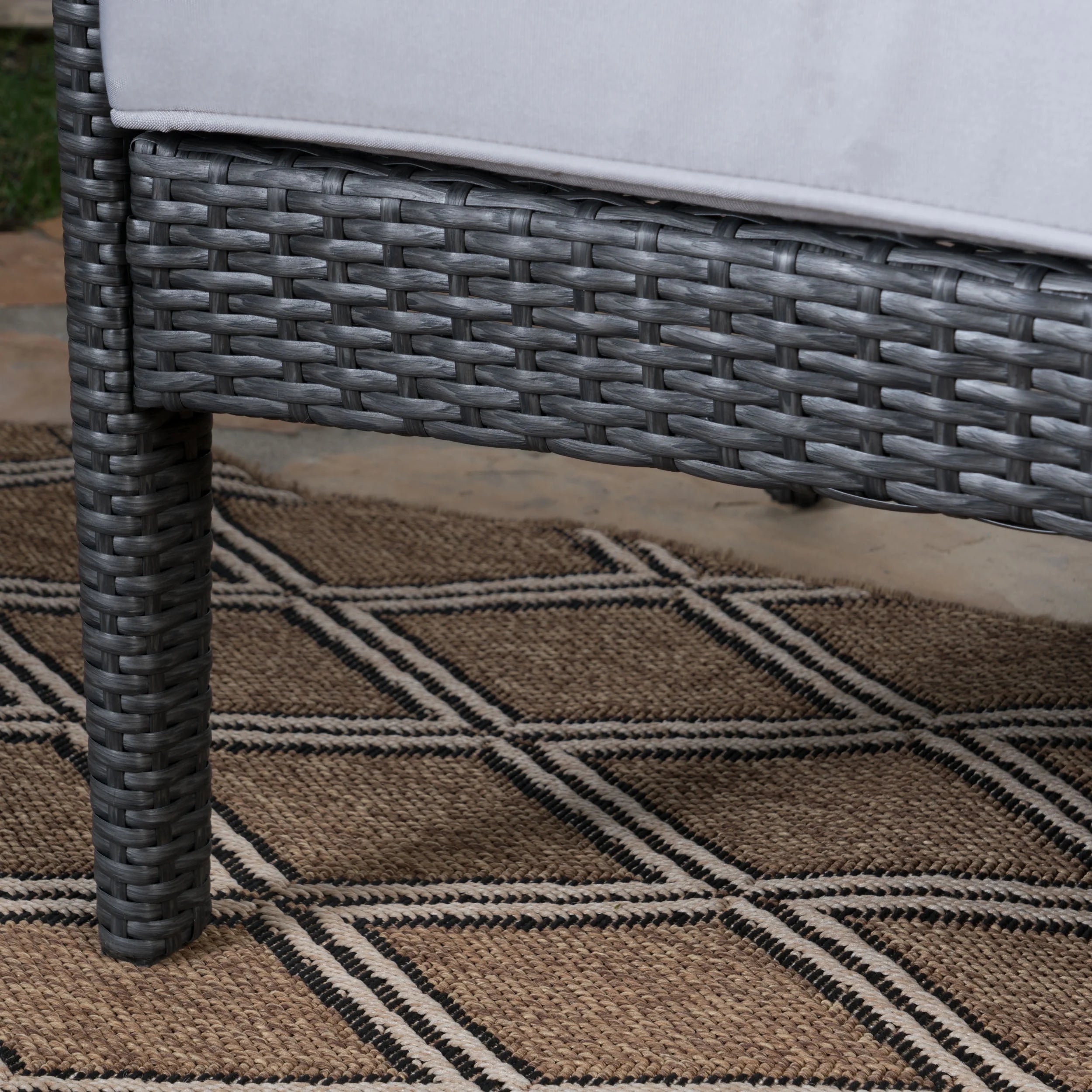 Grey Wicker Loveseat with Weather Resistant Cushions K2448