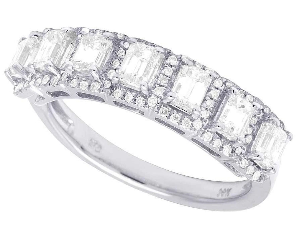 14K White Gold Diamond Emerald Solitaire Ring 1.25 Ct 5MM I8267