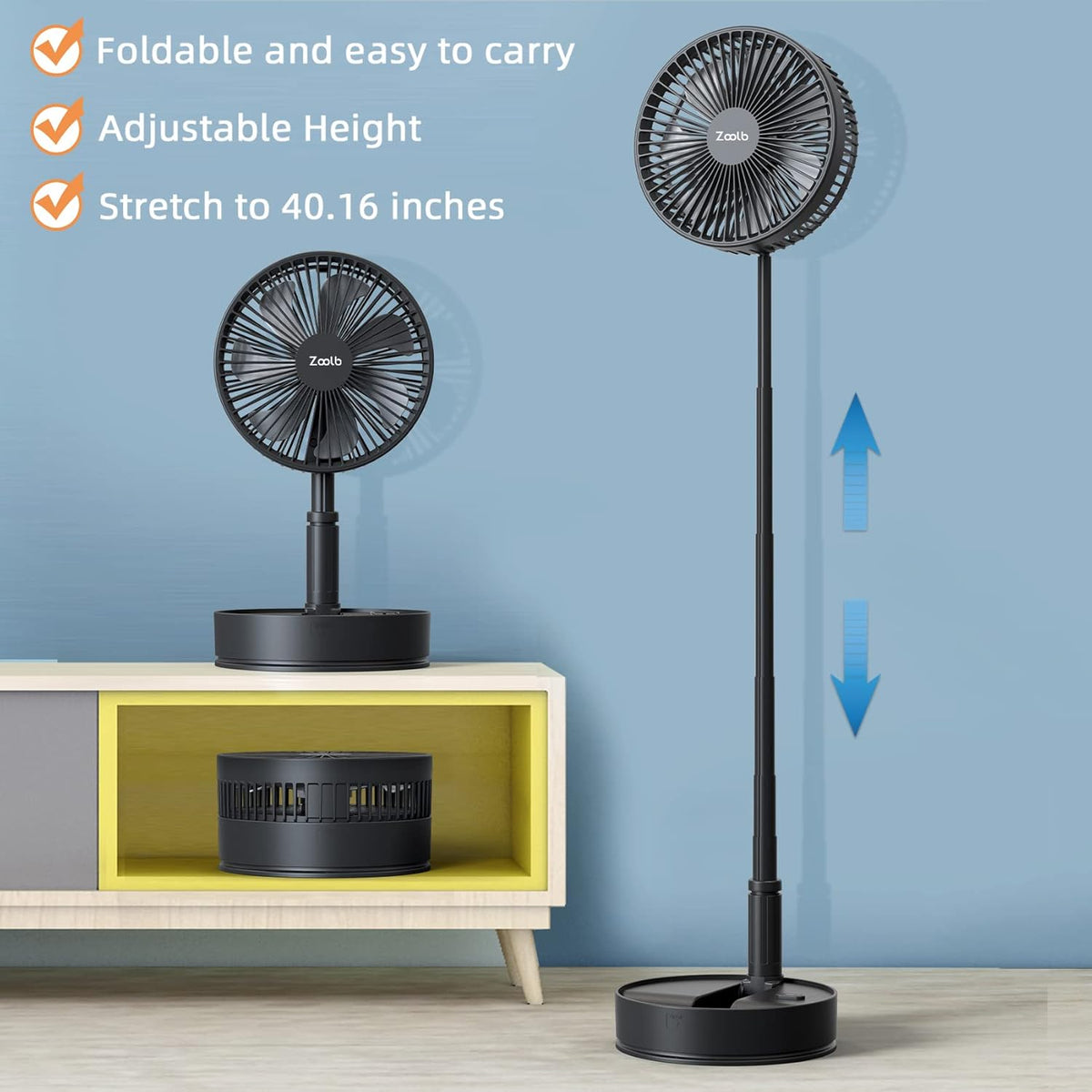 7200mAh Rechargeable Oscillating Fan with Remote Control K6822
