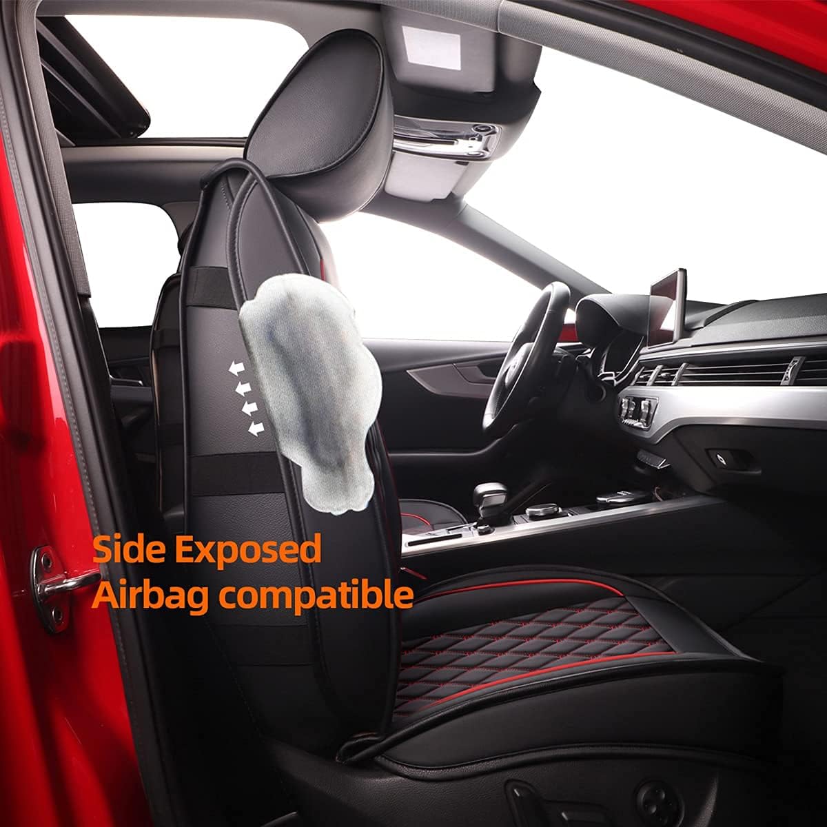 Black Waterproof Leather Car Seat Covers Full Set C756