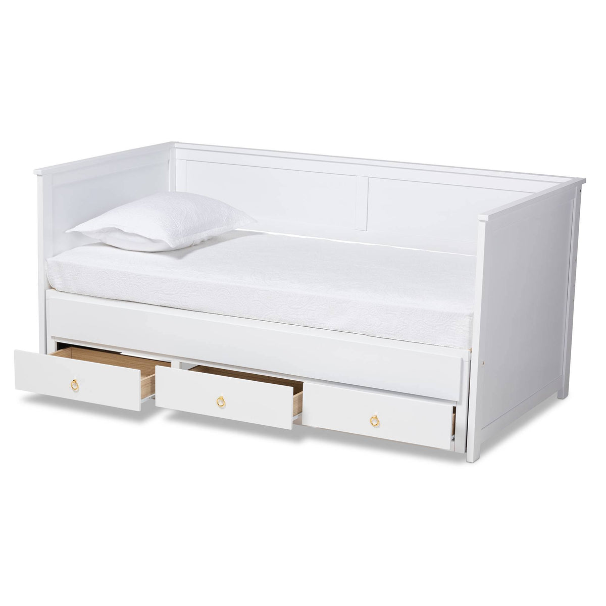 White Finished Wood Expandable Twin Size to King Size Daybed with Storage Drawers I1235