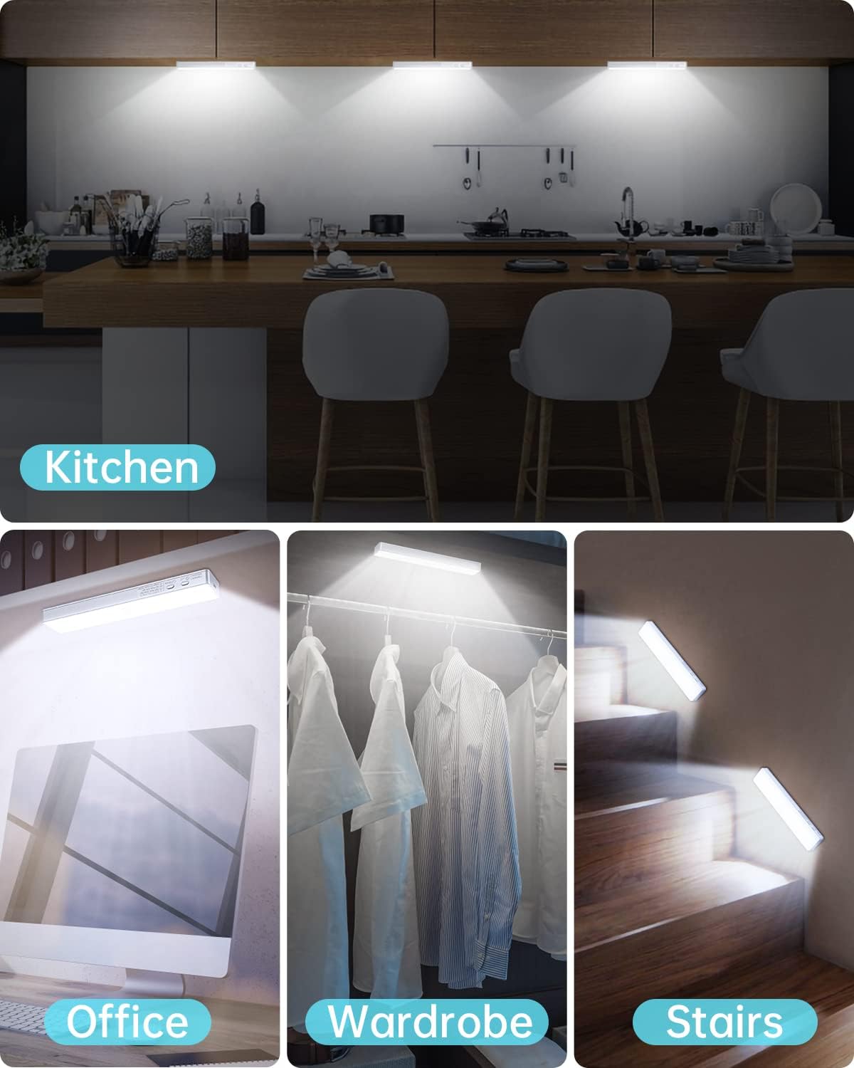 Rechargeable Dimmable Motion Sensor LED Closet Light (6 Pack) B7020