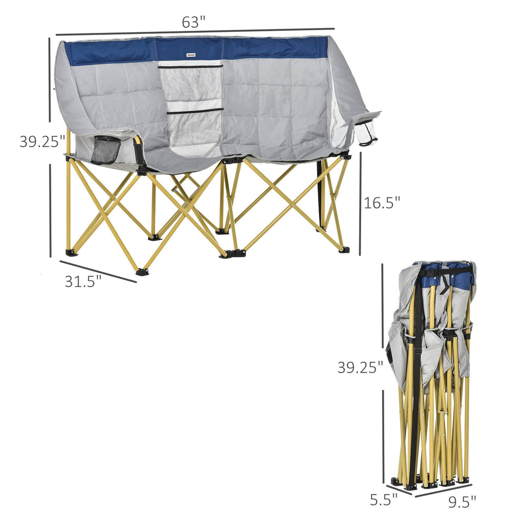 Double Seat Folding Camping Chair with Storage Pocket & Cup Holder G30100