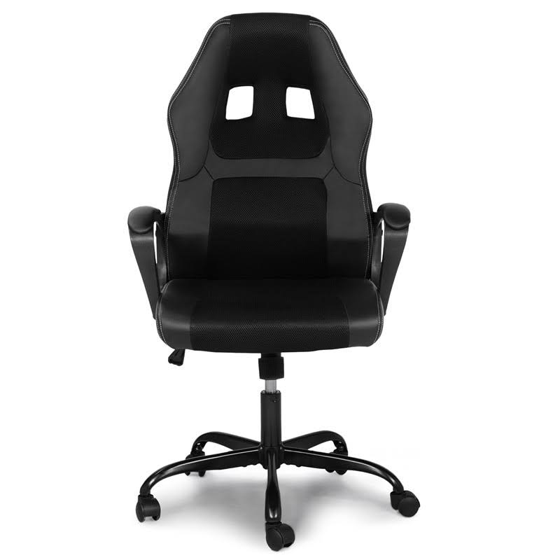 Black PU Leather Office Chair with Metal Base W5965