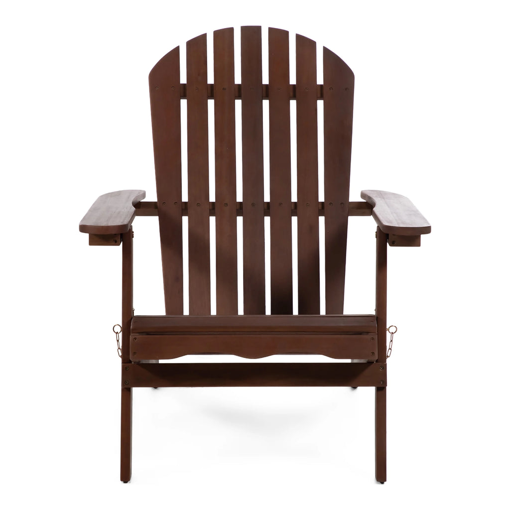 Dark Brown Wood Foldable Patio Adirondack Chair, Set of 2 Q2730