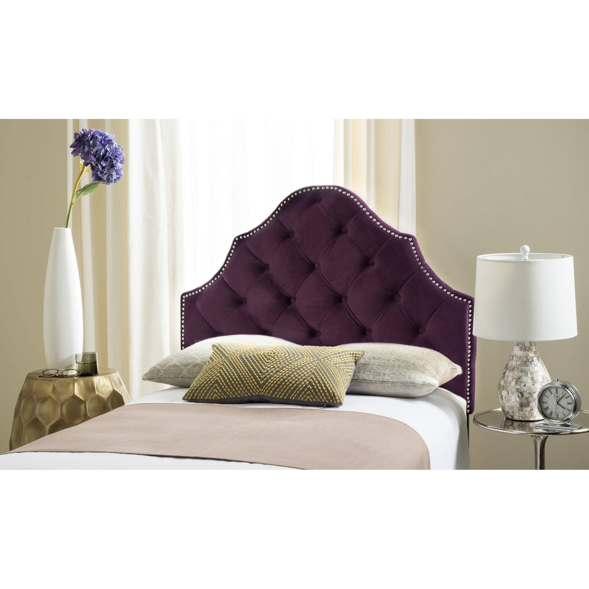Purple Velvet Tufted Headboard M8142