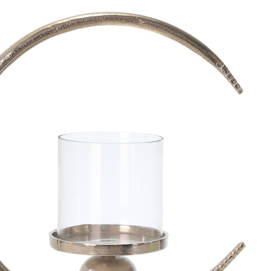 Small Clear and Silver Metal Candle Holder with Glass Hurricane X113