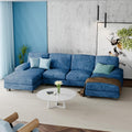 Blue Modular Convertible Sectional Sofa Couch with Double Chaise X623802