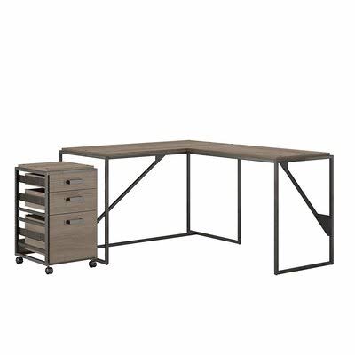 Restored Gray Desk with Filing Cabinet Set K42293