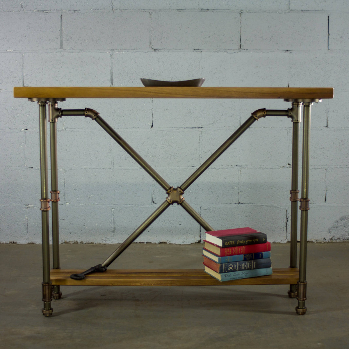 Bronze Industrial Console Table O4223