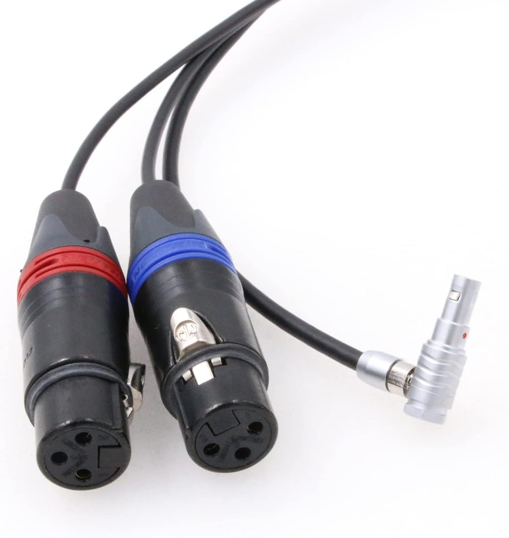 Dual 3-Pin XLR Female to 5 Pin Right Angle Audio Input Cable U619