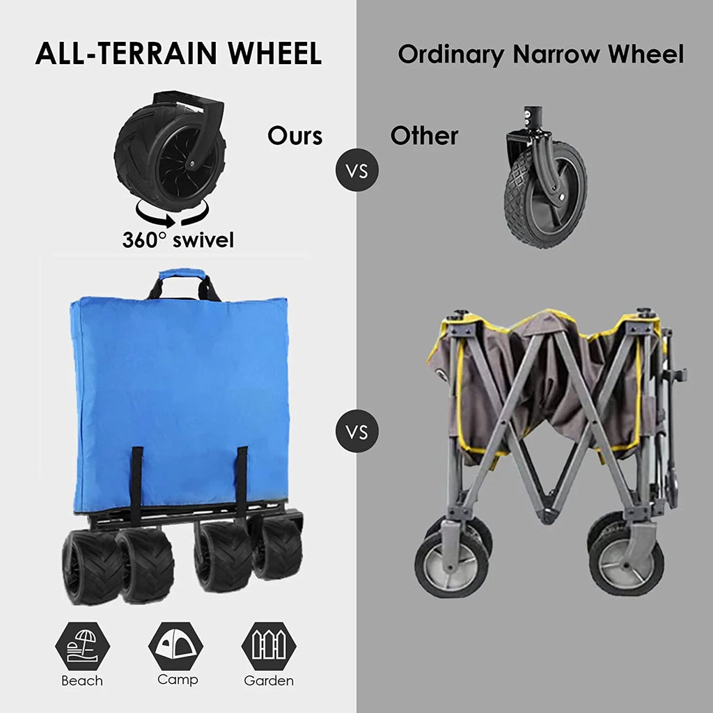 Folding Garden Cart Utility Wagon with Big Wheels Y8063