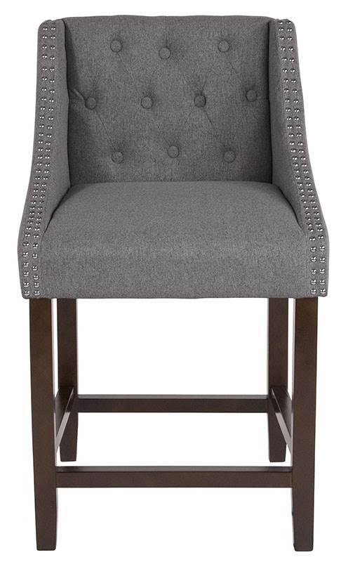 Dark Gray Tufted Walnut Counter Height Stool T192904