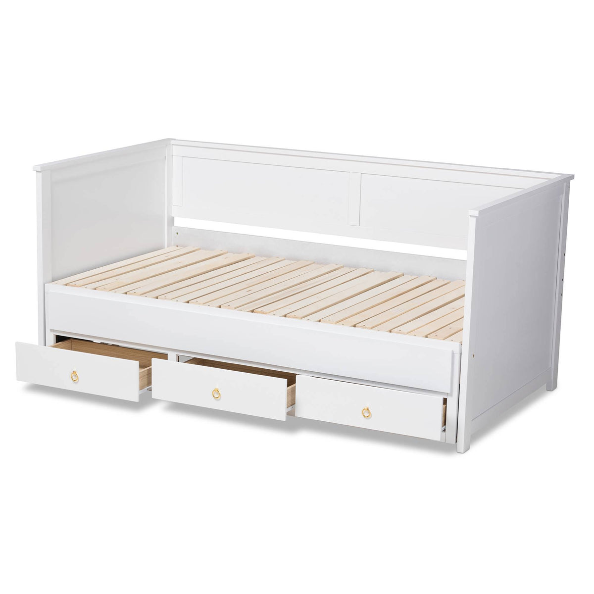 White Finished Wood Expandable Twin Size to King Size Daybed with Storage Drawers I1235