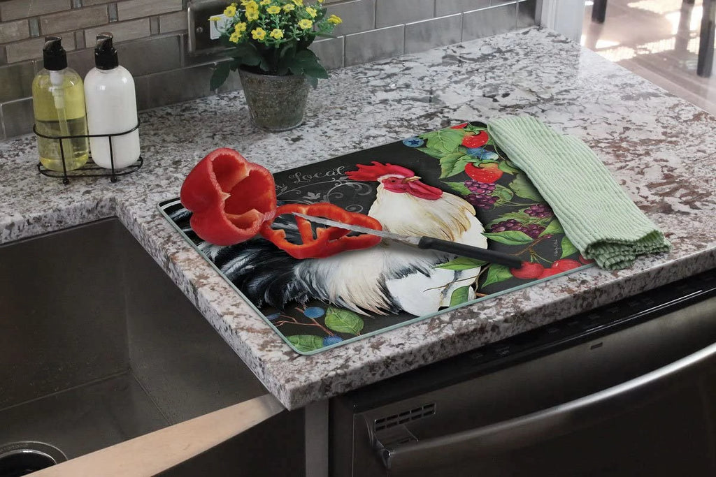 White Rooster Glass Cutting Board, 15 x 12" U3036