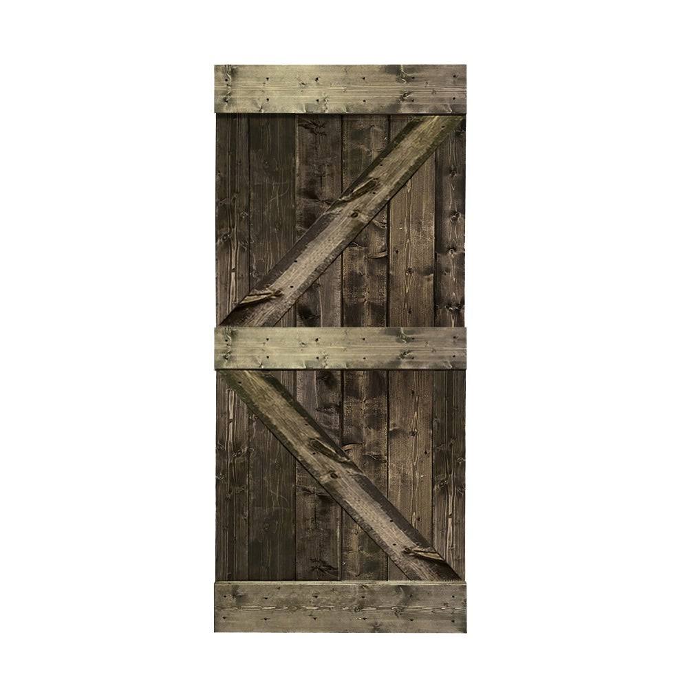 Carbon Gray Solid Pine Wood Interior Sliding Barn Door Y931538